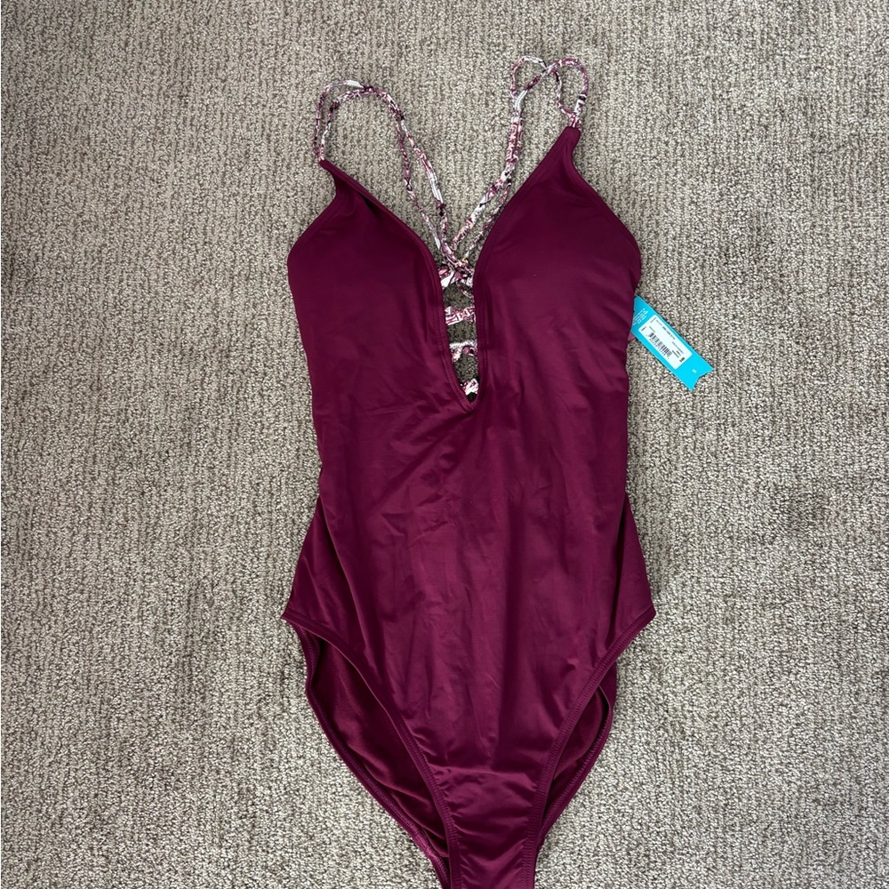Ambrielle Burgundy One Piece Swimsuit